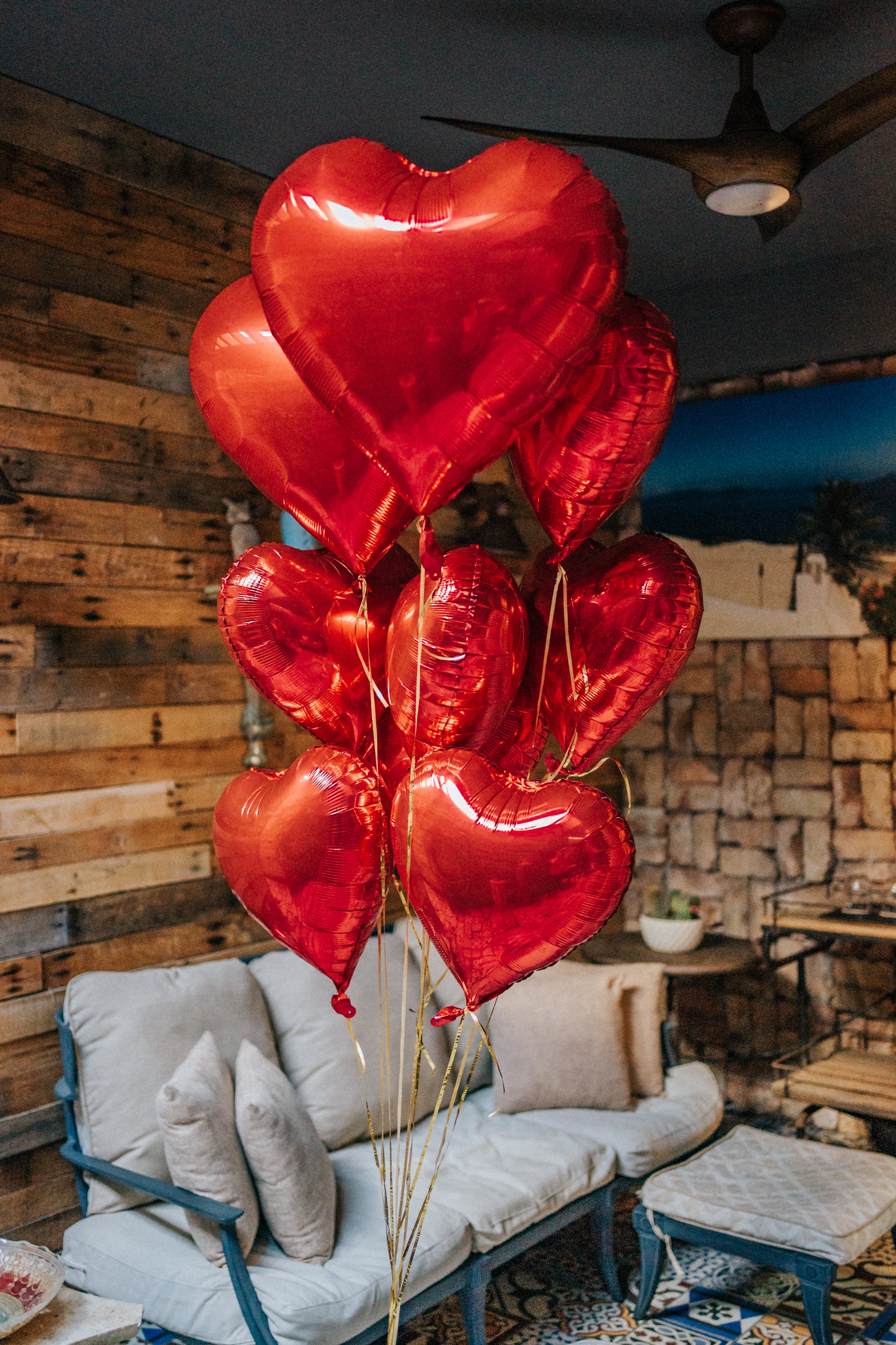 Heart-Shaped Red Balloons Bouquet